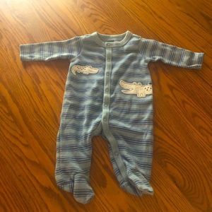 6/$20 Just One You by Carter’s blue striped thermal alligator footie size 3M